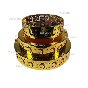 Bandeja de servicio de metal dorado para uso especial en Ramadán, bandeja islámica decorativa de tamaño y formas personalizadas - Product Image 6