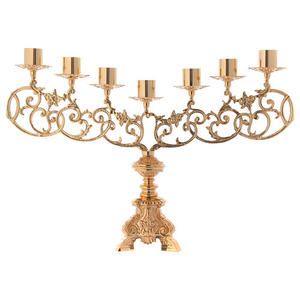 Portavelas de menorah de siete brazos brillante de latón pulido modelo religioso para regalo de suministros de Iglesia - Product Image 1