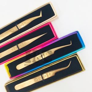 Custom Rose Gold Black Heart Eyelash Extension Tweezers Stainless Steel Tweezers Custom Eyelash Extension Tweezer Logo mink - Product Image 1