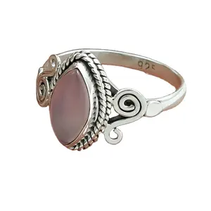 925 sterling silver rose quartz custom rings valentine's day gift for women wholesale silver jewelry suppliers