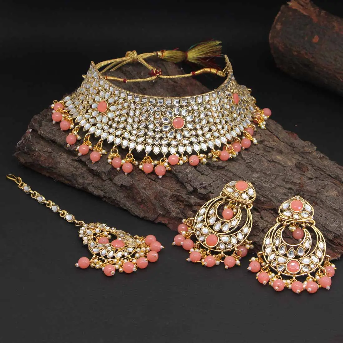 Wedding Collection Assorted Color Kundan Necklace Set