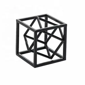 Kare geometrik şekil kutusu heykel siyah mat bitmiş toz kaplı masa centerpiece heykel en düşük fiyat