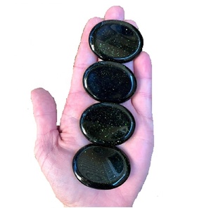 Haute qualité 35x45mm vert Goldstone pouce pierre précieuse guérison naturelle inquiétude poche pierre cristal Massage grossiste - Product Image 2