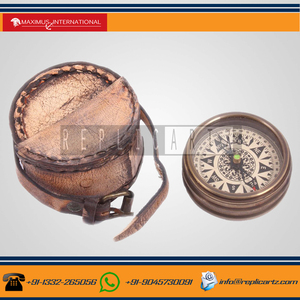 Best Quality Nautical <b>Antique</b> Maritime Brass Magnetic Pocket <b>Compass</b> with Leather Cover Vintage Navigation <b>Compass</b> Travel Gift - Product Image 3