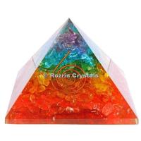 Pyramide d'Orgone Chakra Arc-en-ciel, Pierre de Guérison en Agate Gravée, Décoration d'Intérieur Bouddhisme Feng Shui, Meilleur Exportateur