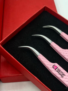 คีมหนีบขนตาแบบกระจกผีเสื้อเคลือบสองสีอุปกรณ์เสริมความงามด้ามจับเพชรสไตล์ใหม่ - Product Image 4