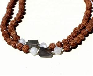 สร้อยมาลาหินมูนสโตนสีรุ้ง 108 เม็ด ทำด้วยมือ ขนาด 6 มม. หินคริสตัลบำบัดธรรมชาติ ของขวัญงานศาสนาฮินดู รูดรา - Product Image 6