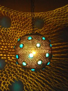 Moroccan Style Iron <b>Brass</b> Hanging <b>Lantern</b> Pendant Light Home Decoration for Christmas Occasions Metal Material - Product Image 2