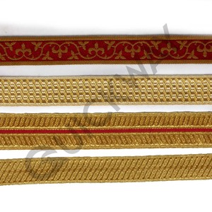 ผ้าลูกไม้สีทอง,ผ้าลูกไม้ Mylar ถักเปียสีทอง - Product Image 6