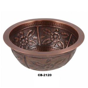 Bassin de conception de fleurs en relief en cuivre antique pour évier de salle de bain pour maison hôtel ou villa fournitures de bain et de toilette - Product Image 1