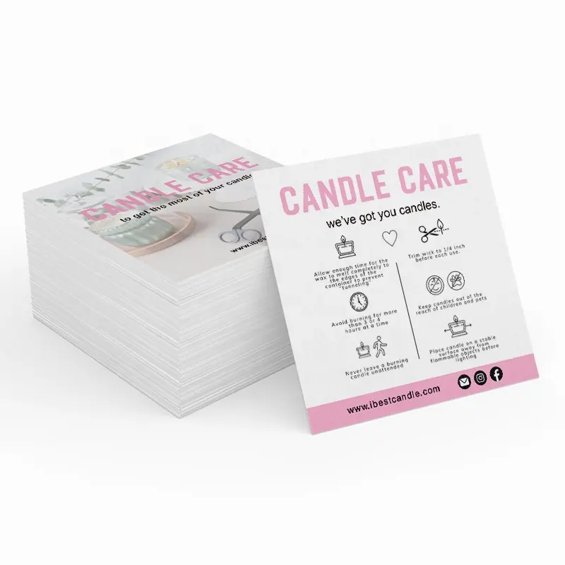 Custom Tumbler Lash After Hair Clothing Washing Care Cards Product Extension Caution Warning Instruction Tips Candle Care Card