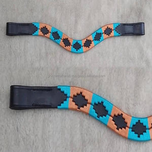 Bandas de piel auténtica para cejas de caballo y polo, color turquesa y oro rosa, tejido a mano, con forma de onda - Product Image 1