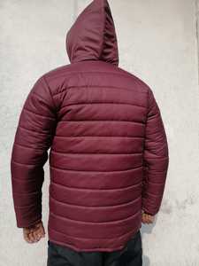 Custom Men's Lightweight Warm Autumn Puffer <b>Jacket</b> with Stand Collar Waterproof & Eco-Friendly Maroon Color - Product Image 3