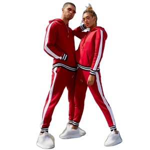 Wholesale 2021 Side Stripe & Hem Stripe Latest Design Couples Tracksuits With Your Own Logo - Product Image 3