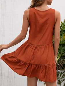 2021 nouvelle plaine d'été mini casual sans manches boho pour femmes bureau porter haut noir robe formelle pour les femmes - Product Image 5