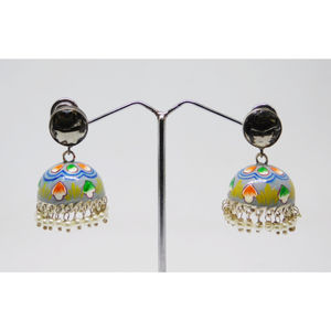 treanding handpainting <b>silver</b> look alike stone stud earings - Product Image 6