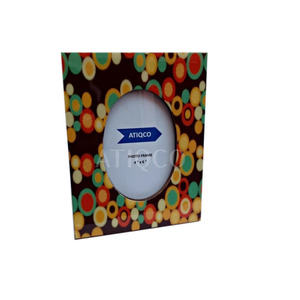 Cadre photo rond en bois Atiqco avec impression numérique 6 couleurs et boules peintes, tailles 4x6'', 5x7'', 6x8'' pour la décoration intérieure - Product Image 1