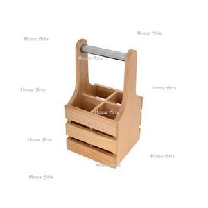 Soporte para cubiertos de madera de 4 compartimentos con la forma personalizada de la más alta calidad Soporte para cubiertos de cocina para los más vendidos - Product Image 1