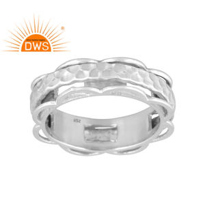 Diseño hecho a mano, anillo de banda texturizada de plata esterlina fina, joyería de plata para mujer, regalo para ella - Product Image 1