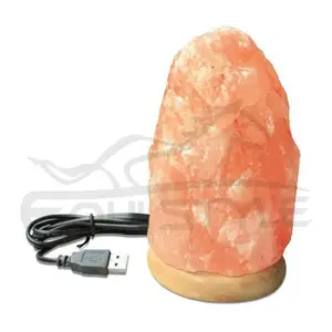 Lámpara de sal Natural del Himalaya, Base de madera para decoración de habitación, tallada a mano, de calidad pura, lámpara de sal brillante del Himalaya, USB, gran oferta