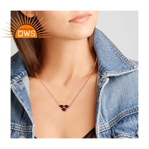 Pendentif en pierre précieuse pour femmes, bijoux en forme de grenat, pierres précieuses, plaqué or Rose, pendentif en argent, vente en gros - Product Image 3