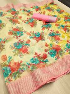 Ropa informal muy hermosa, Sari estampado con blusa, ropa de mujer india, Sari al por mayor para mujer, tienda Surat Alphanumero - Product Image 6