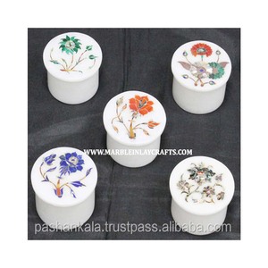 Unique Design And Pure White Marble Inlaid <b>Boxes</b> With High Quality And Top Class <b>Materials</b> For Home Decoration - Product Image 1