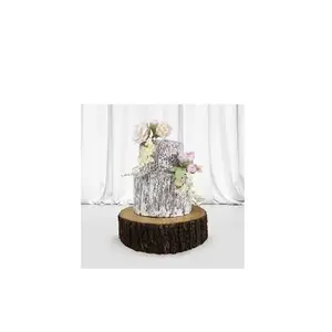Wood Cake Stand 12 inch round shape natural wooden weeding and dessert serving tray display cake stand