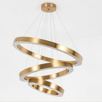 Led anneau de cuivre lustre pour salon pendentif lumière