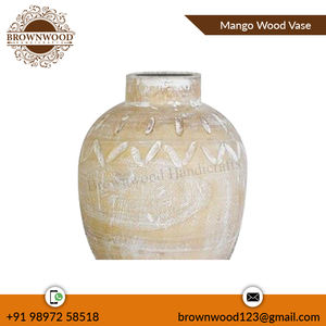 Blanc Lavage Couleur Sculpté Mango Vase En Bois De Luxe Motif Dernière Collection pour La Décoration De La Maison En Vrac Acheteurs En Gros - Product Image 2