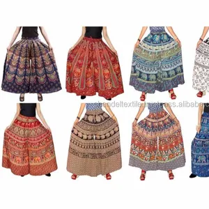 Indische Olifant Gedrukt Palazzo Broek Katoen Wijde Pijpen Tribal Harem Stijl Palazzo Gypsy Hippie Bohemian Broek Palazzo Broek