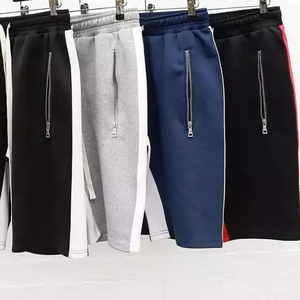 Men's Cotton <b>Fleece</b> Casual <b>Shorts</b> with Side Stripes Breathable Sustainable Custom Logo Embroidered Waist Elastic Waist Closur - Product Image 4