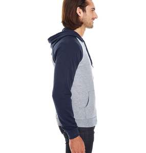 Sweat à capuche bleu et gris de haute qualité avec fermeture à glissière Matériau confortable et durable Conception d'impression personnalisée pour l'hiver - Product Image 3
