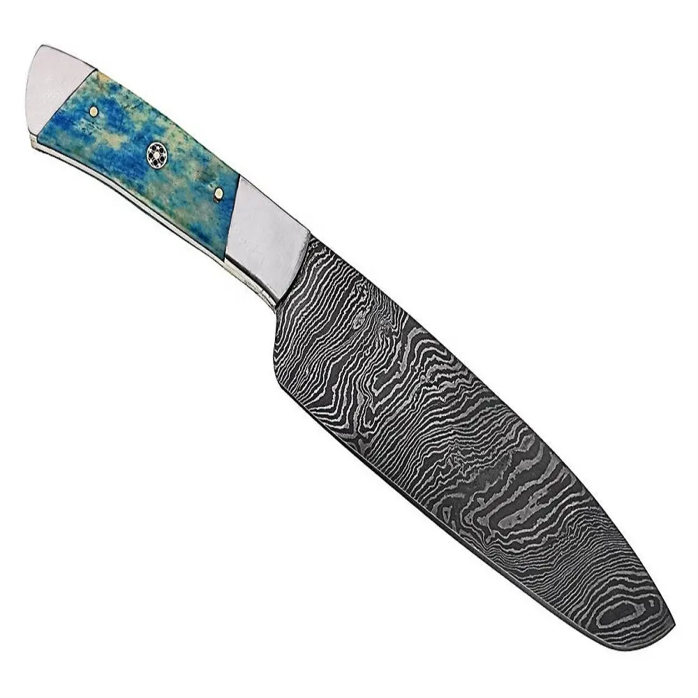 महाराज चाकू | दमिश्क स्टील कस्टम हस्तनिर्मित तय ब्लेड चाकू चरम फ़ाइल काम और कस्टम मेड म्यान महाराज चाकू