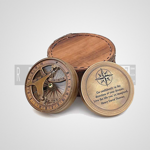 Nautical <b>Antique</b> Brass <b>Compass</b> Porthole Mirror with Leather Box Wall Mirror Pirate Decor Vintage Maritime and Home Decoration - Product Image 3