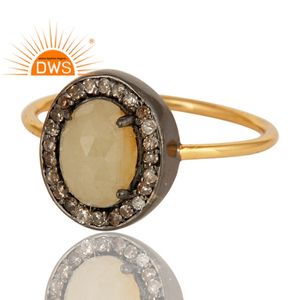 แหวนเพชรชุบทอง18K,แหวนหมั้นเพชรสีเหลืองแซฟไฟร์ - Product Image 2