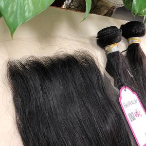 Extensions de cheveux humains Remy à fermeture frontale, lisses, couleur noire, vierge, excellente qualité, chinois, vente en gros - Product Image 2