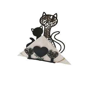 Porte-serviettes en métal enduit de poudre noire avec design classique parfait pour les accessoires de cuisine et de restaurant de table - Product Image 1