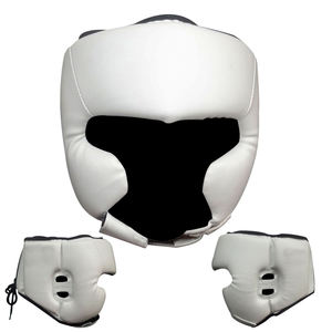 Protector de cabeza de boxeo profesional con logotipo personalizado, transpirable, cuero PU, entrenamiento de Taekwondo MMA, embalaje de bolsa de polietileno de Color personalizado - Product Image 4