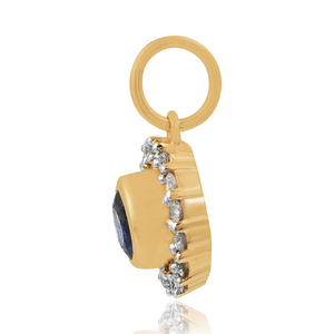 Pendentif détachable de luxe en argent sterling 925 plaqué or avec pierre précieuse de quartz bleu - Product Image 2