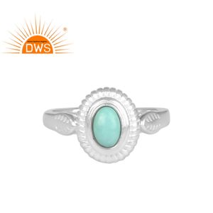 Anillo de plata de primera ley con gema azul turquesa para mujer, sortija, plata esterlina, diseño fino, hecho a mano - Product Image 1