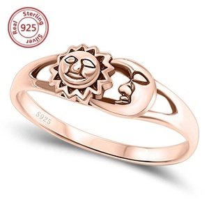 Anillo de Eternidad Personalizado de Plata de Ley 925 para Mujer, Chapado en Rodio, Diseño de Sol, Luna, Universo, Espacio, Joyería para Parejas, Regalo para Oficina/Trabajo - Product Image 2