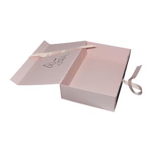 Custom Magnetic Flat Foldable Gift <strong>Box</strong> with Ribbon Handle - Product Image 3