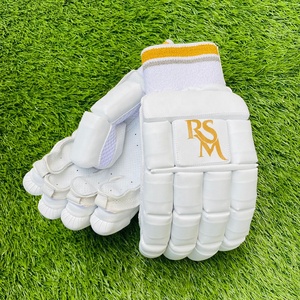 ถุงมือตีลูกคริกเก็ตน้ำหนักเบาสีขาวและสีทอง - Product Image 1