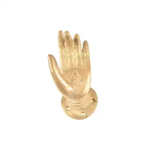 Handmade Golden Brass Traditional Stylish Buddhas Hand Door Handle Home Decor Main Door Wardrobe Cabinet Drawer Pulls NMH-305