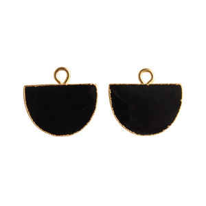 D-forme Onyx noir pendentif à caution unique connecteur plaqué or fabrication de bijoux de mode approvisionnement en gros résultats de charme Style - Product Image 1