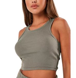 High Quality <b>Sexy</b> Rib Sleeveless Breathable Stretchy Crop <b>Top</b> <b>for</b> <b>Women</b> - Product Image 1