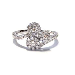 Fabricant direct de Chine, bague classique en or 18 carats avec diamants véritables, sertissage pavé à 3 grappes, pour femme, mariage - Product Image 1