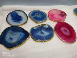 Posavasos clásicos de resina dorada azul real, alfombrillas redondas azul cielo para mesa para decoración del hogar y regalos - Product Image 5