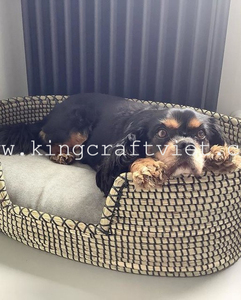 Cama para mascotas de algas marinas naturales personalizada de Vietnam con alfombrilla suave, cama hecha a mano, casa para mascotas y jaulas para perros, gatos, sofá cama para dormir en interiores - Product Image 4